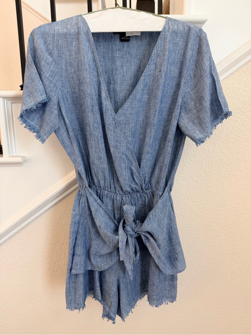 Sanctuary Light Blue Chambray Wrap Romper